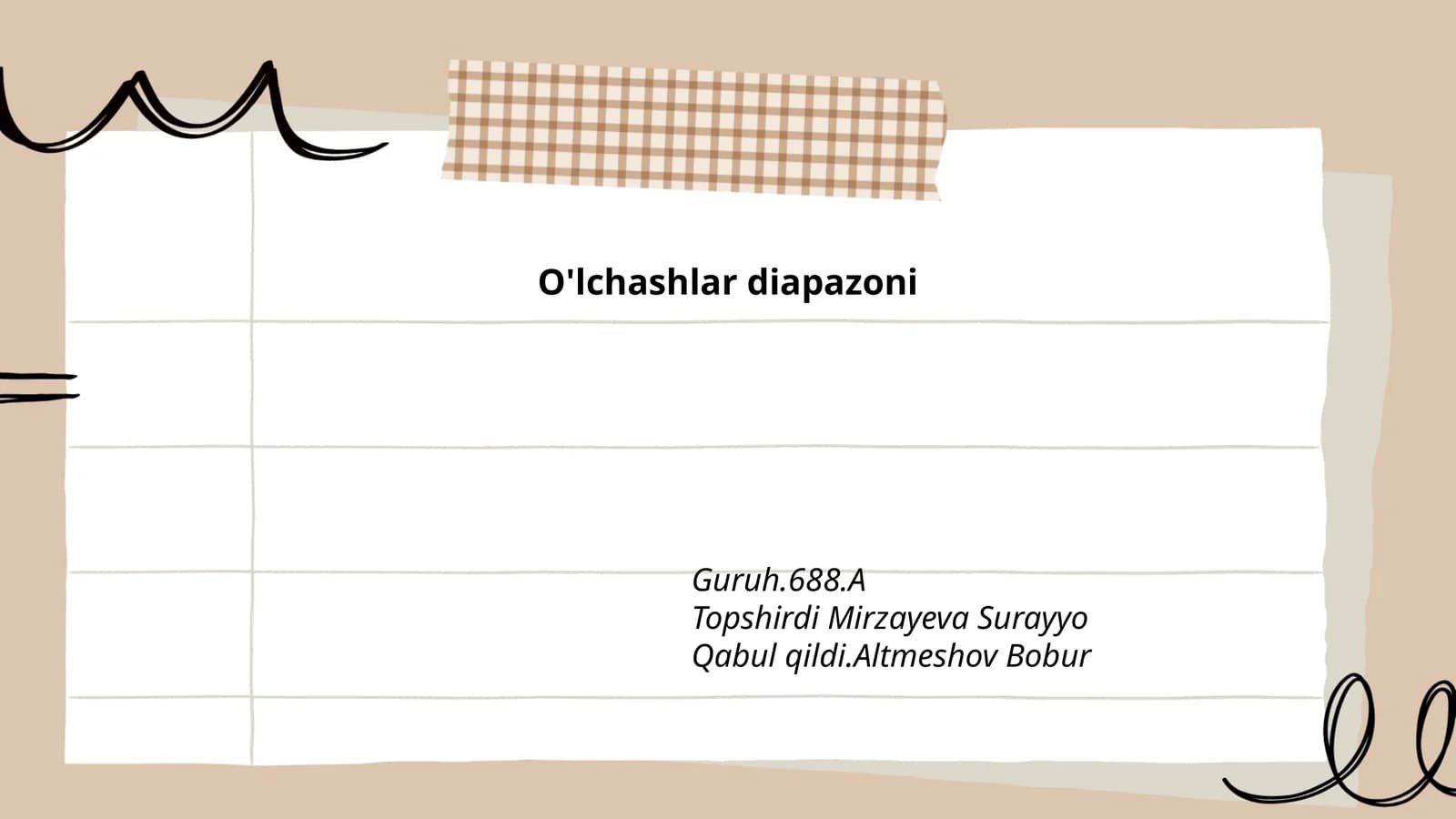 O'lchashlar diapazoni