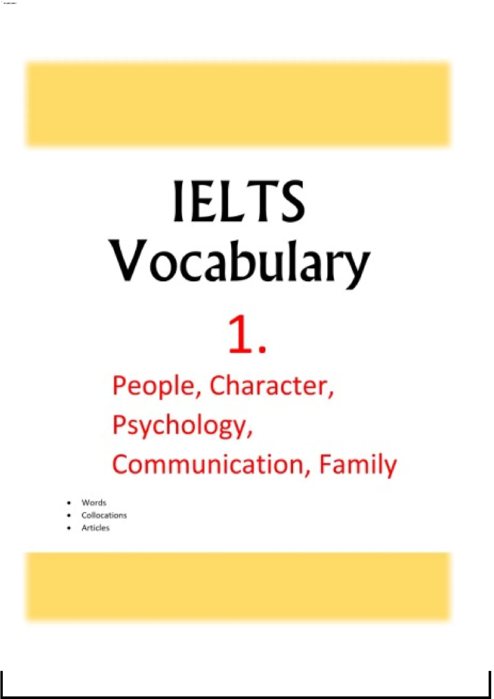 IELTS Vocabulary. Imtihonda ishlatiladigan muhim so'zlar