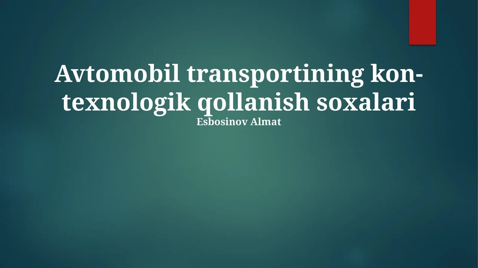 Avtomobil transportining kon-texnologik qollanish soxalari