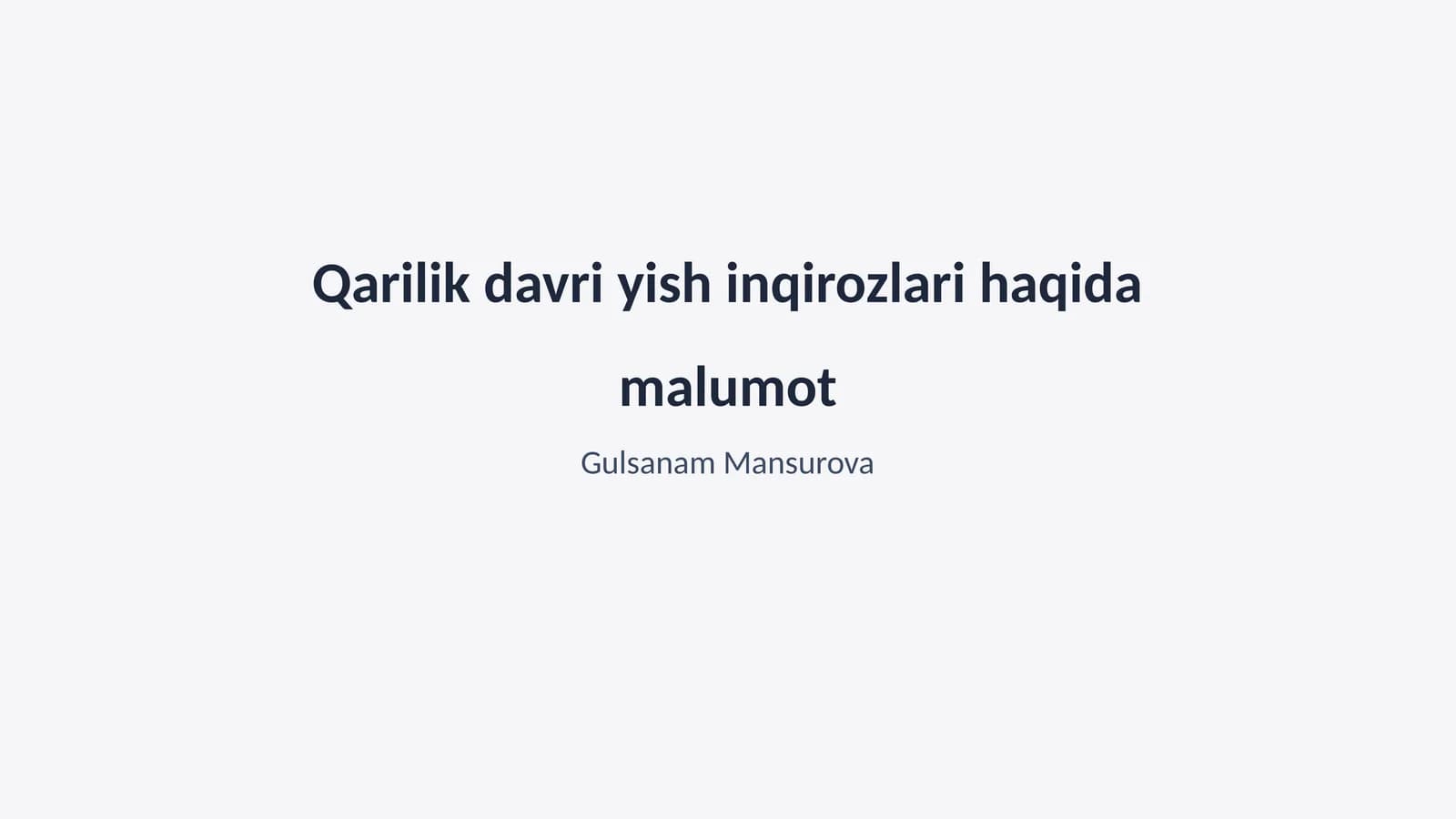 Qarilik davri yish inqirozlari haqida malumot