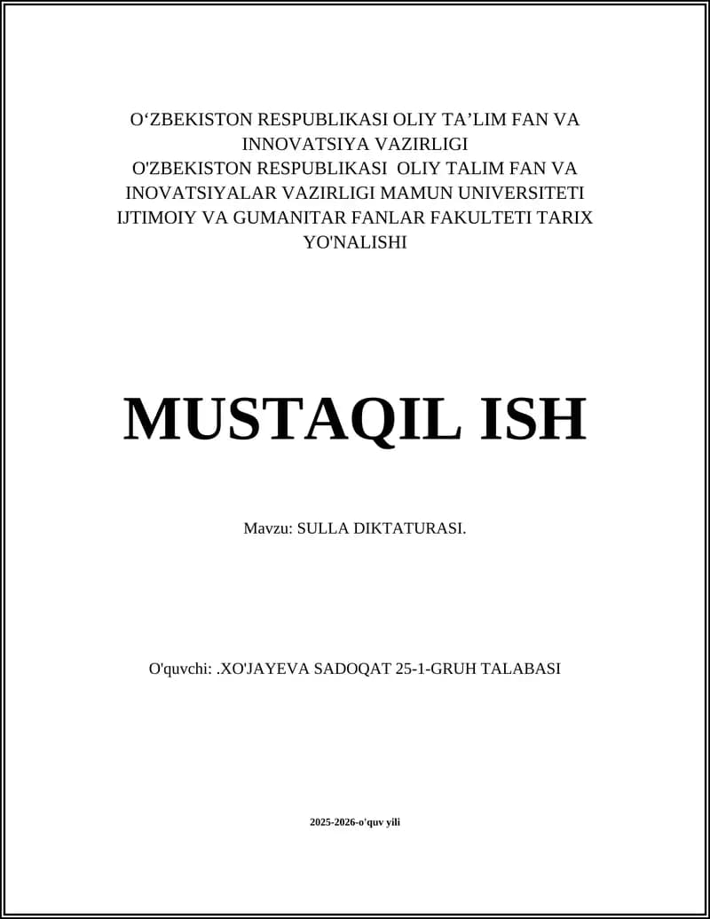 SULLA DIKTATURASI