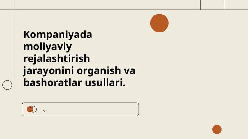 Moliyaviy rejalashtirish jarayoni