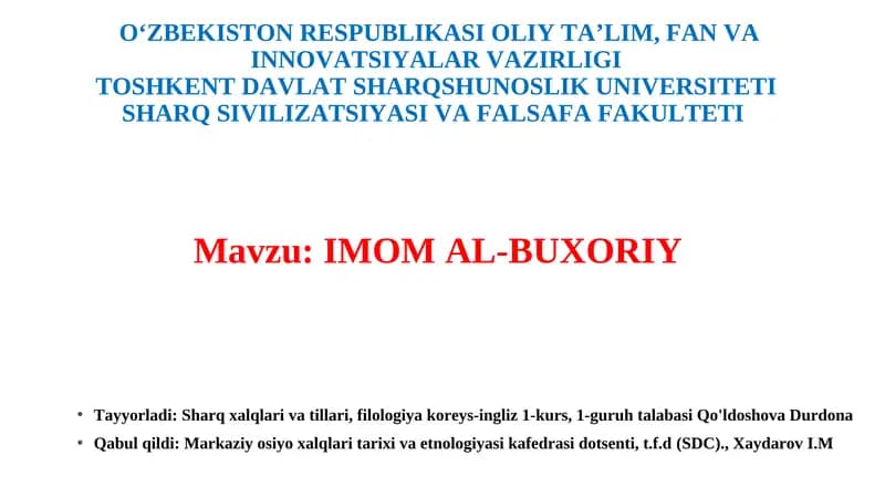 IMOM AL-BUXORIY