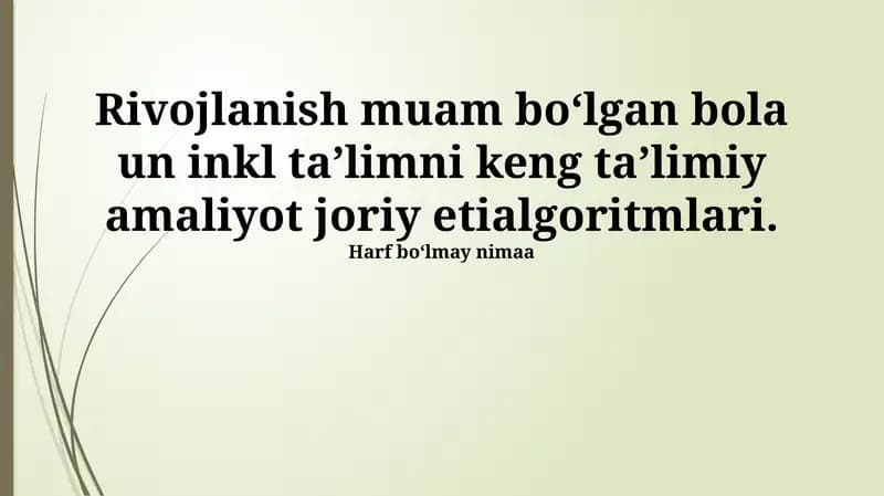 Inklyuziv Ta'lim Algoritmlari