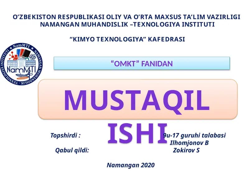 KIMYO TEXNOLOGIYA