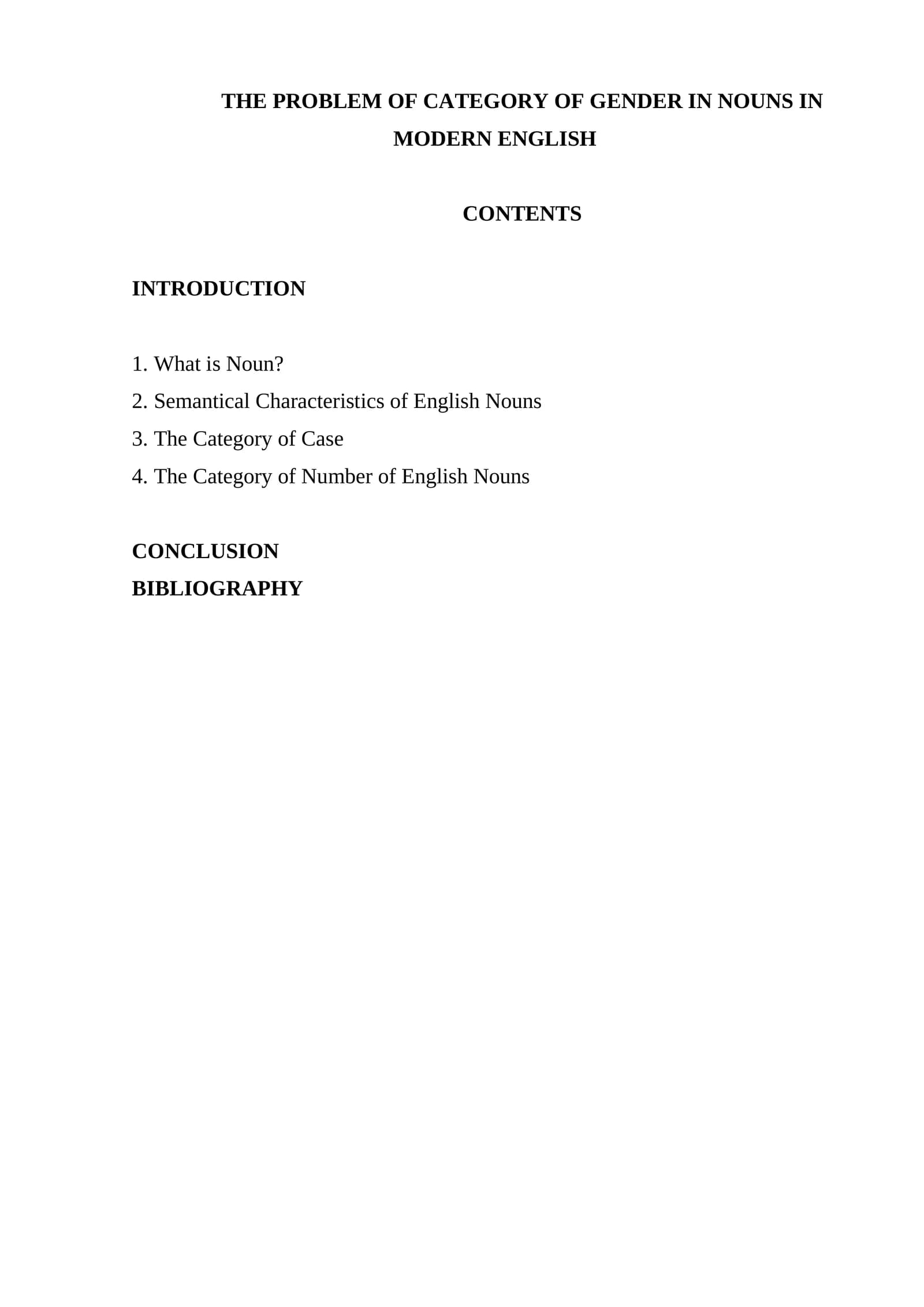 The Problem of Category of Gender in Nouns in Modern English