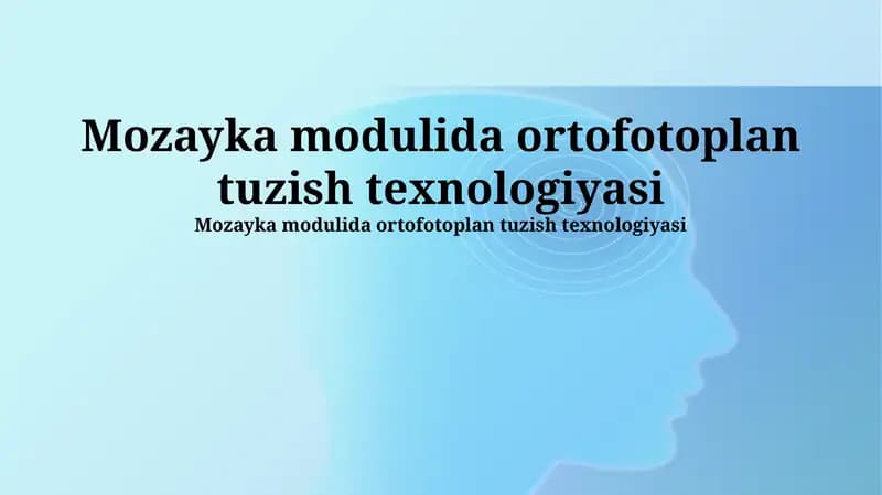 Mozayka modulida ortofotoplan tuzish texnologiyasi