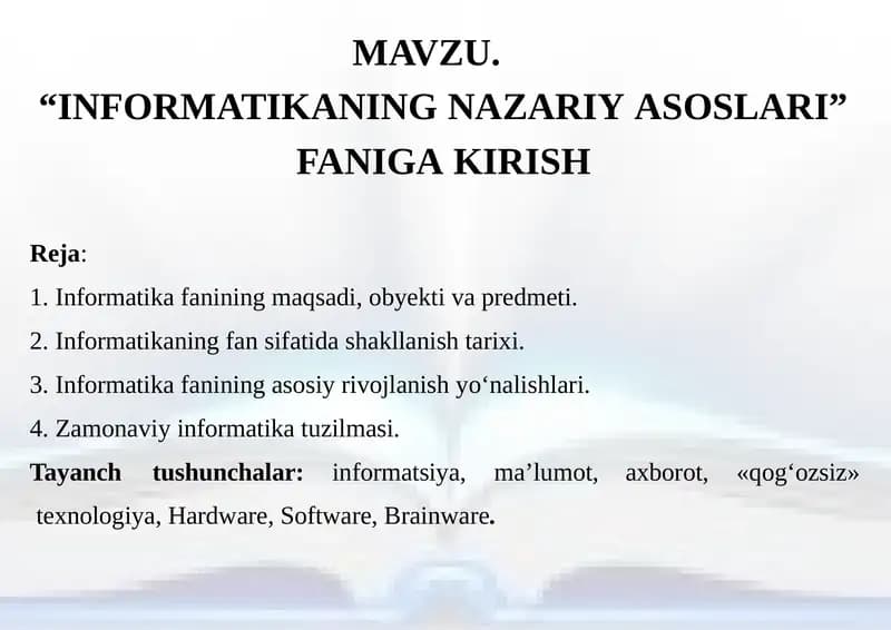 INFORMATIKANING NAZARIYASOSLARI