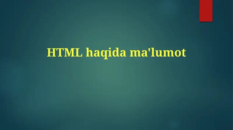 HTMLhaqidama'lumot