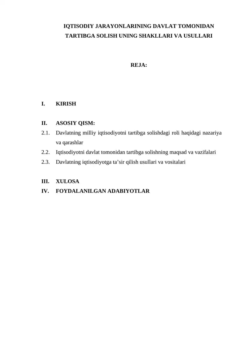 Davlat tomonidan tartibga solish
