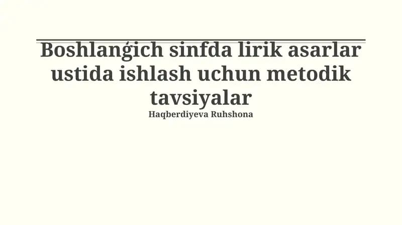 She'riy asarlarni tahlil qilish metodikasi
