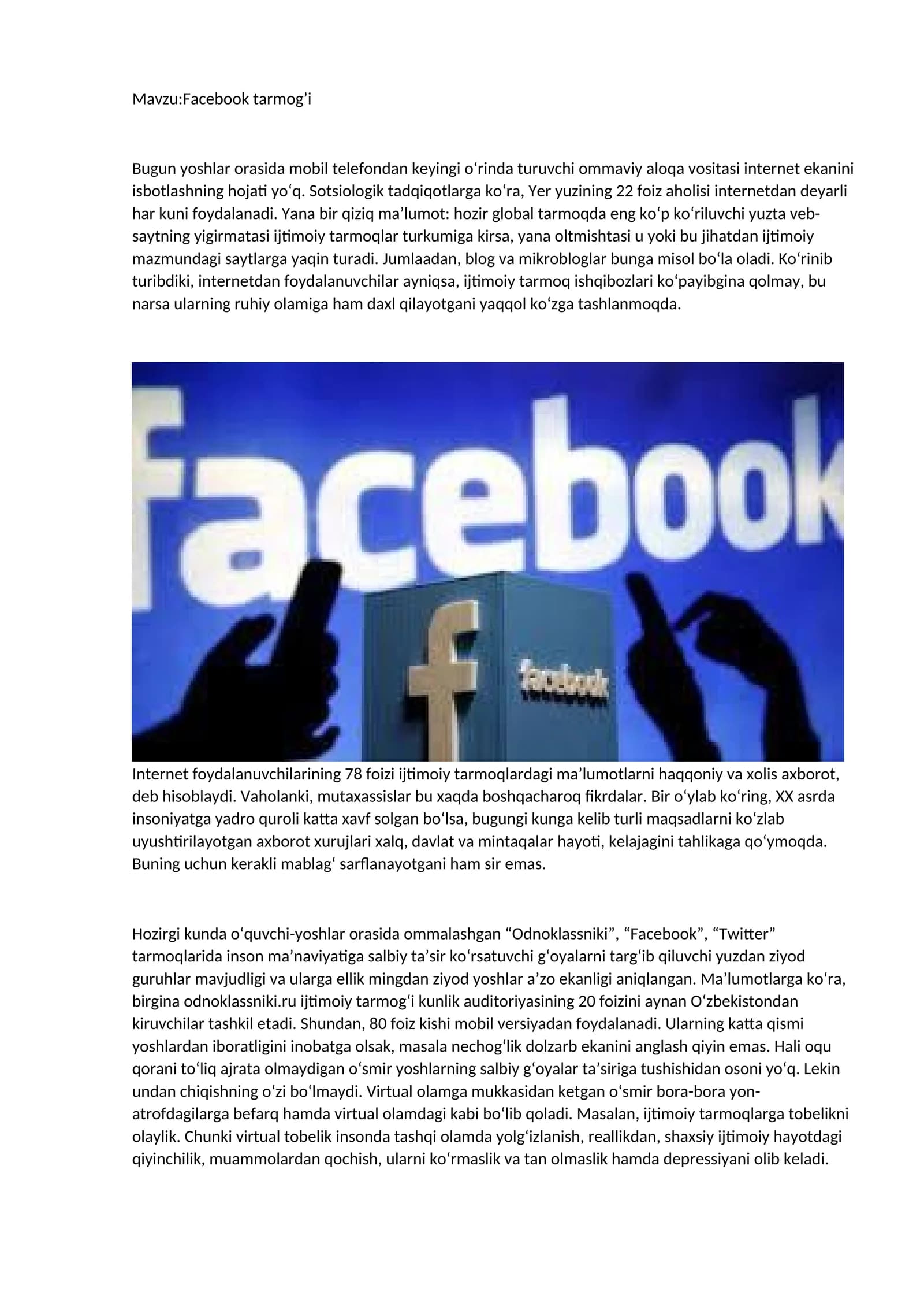 Facebook tarmog’i