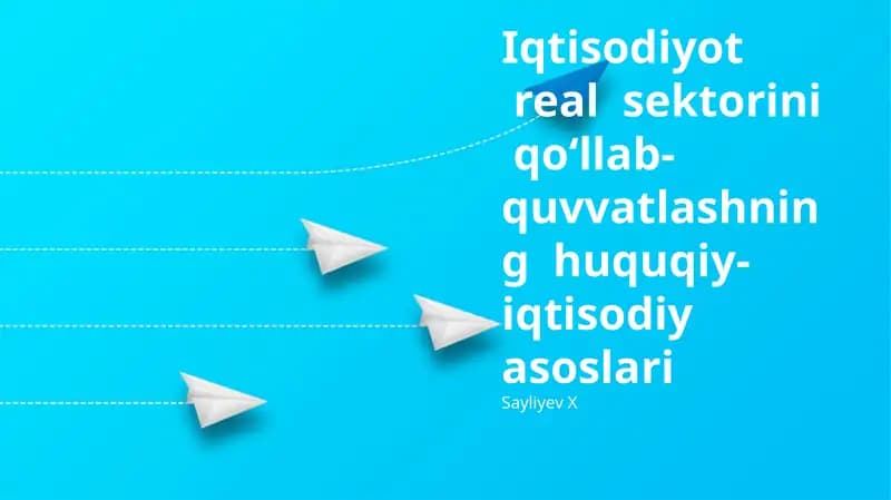 Iqtisodiyotning real sektorini qo‘llab-quvvatlashning huquqiy asoslari