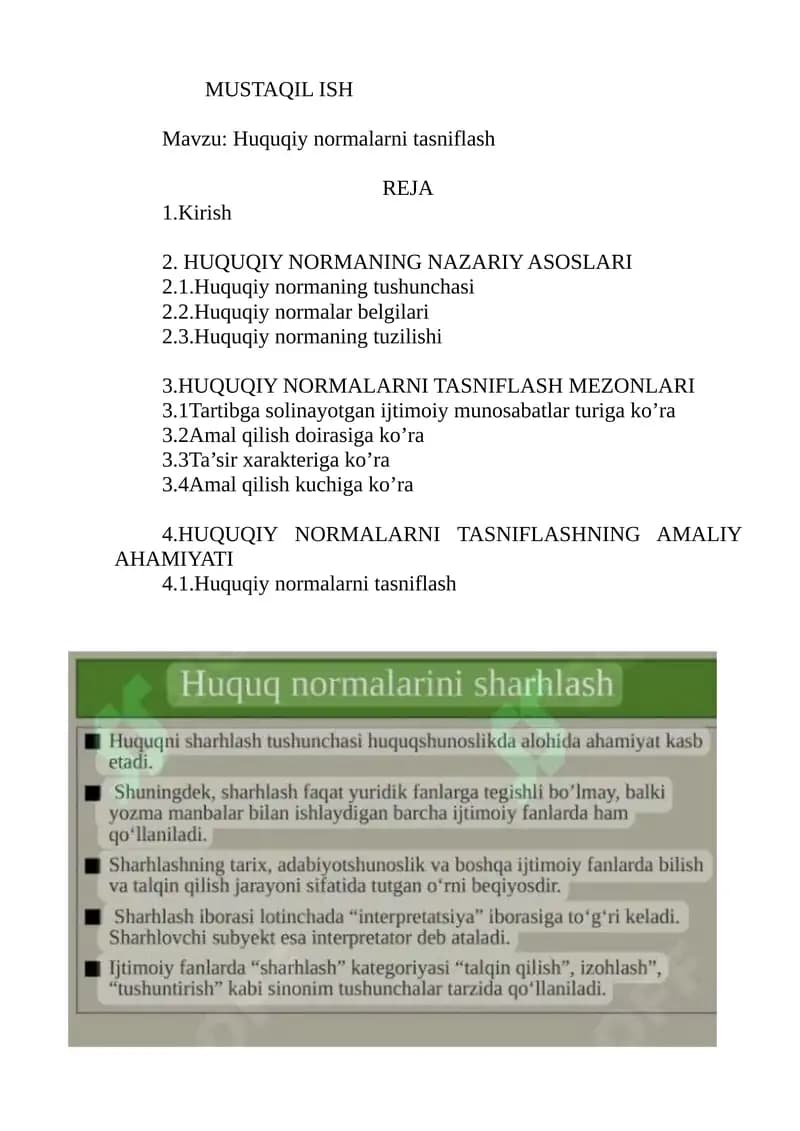 Huquqiy normalarni tasniflash