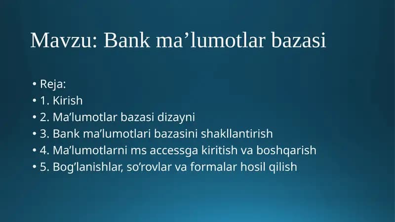 Bankma’lumotlarbazasi