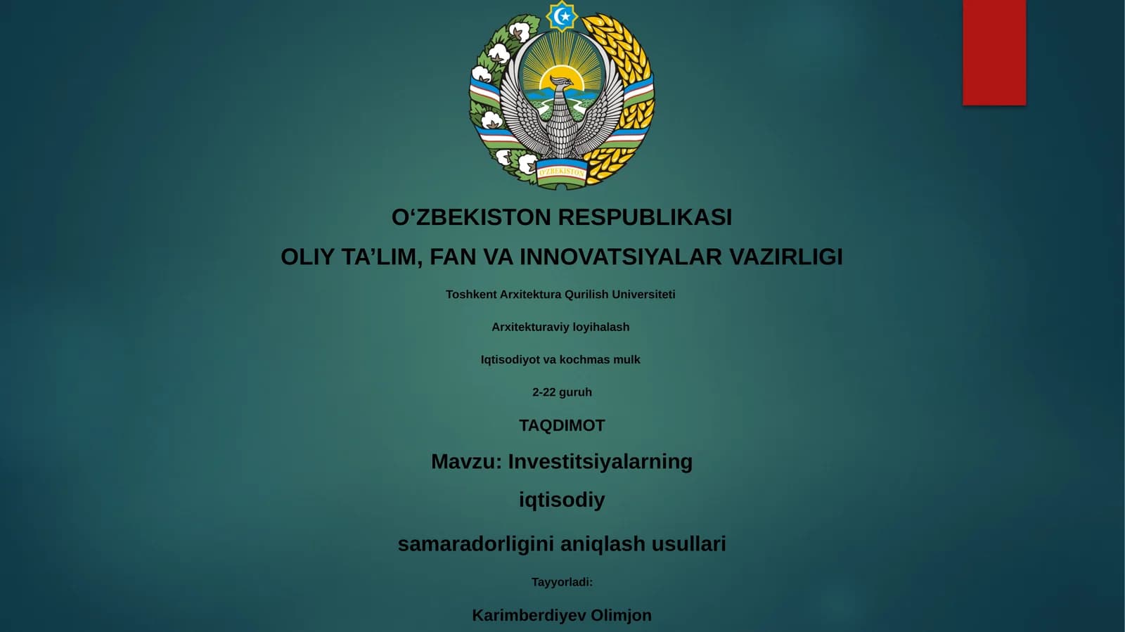 Investitsiyalarning iqtisodiy samaradorligini aniqlash usullari