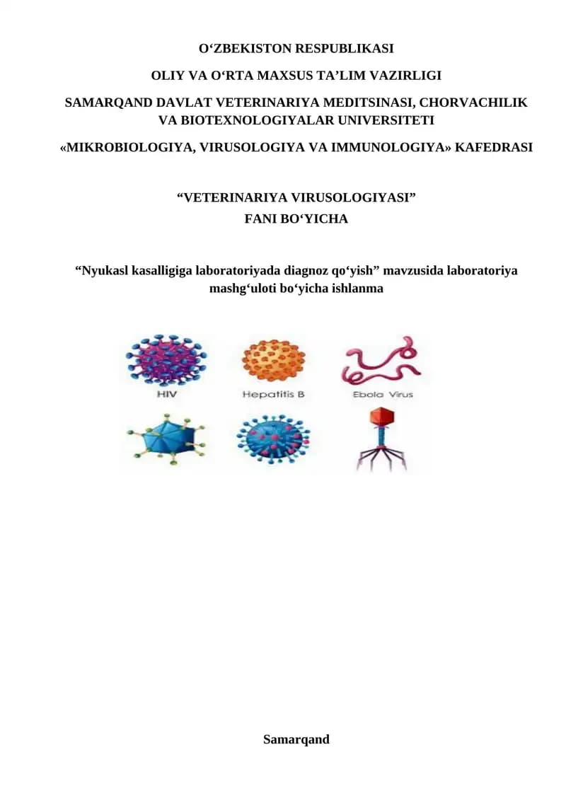 Nyukasl kasalligiga laboratoriyada diagnoz qo‘yish