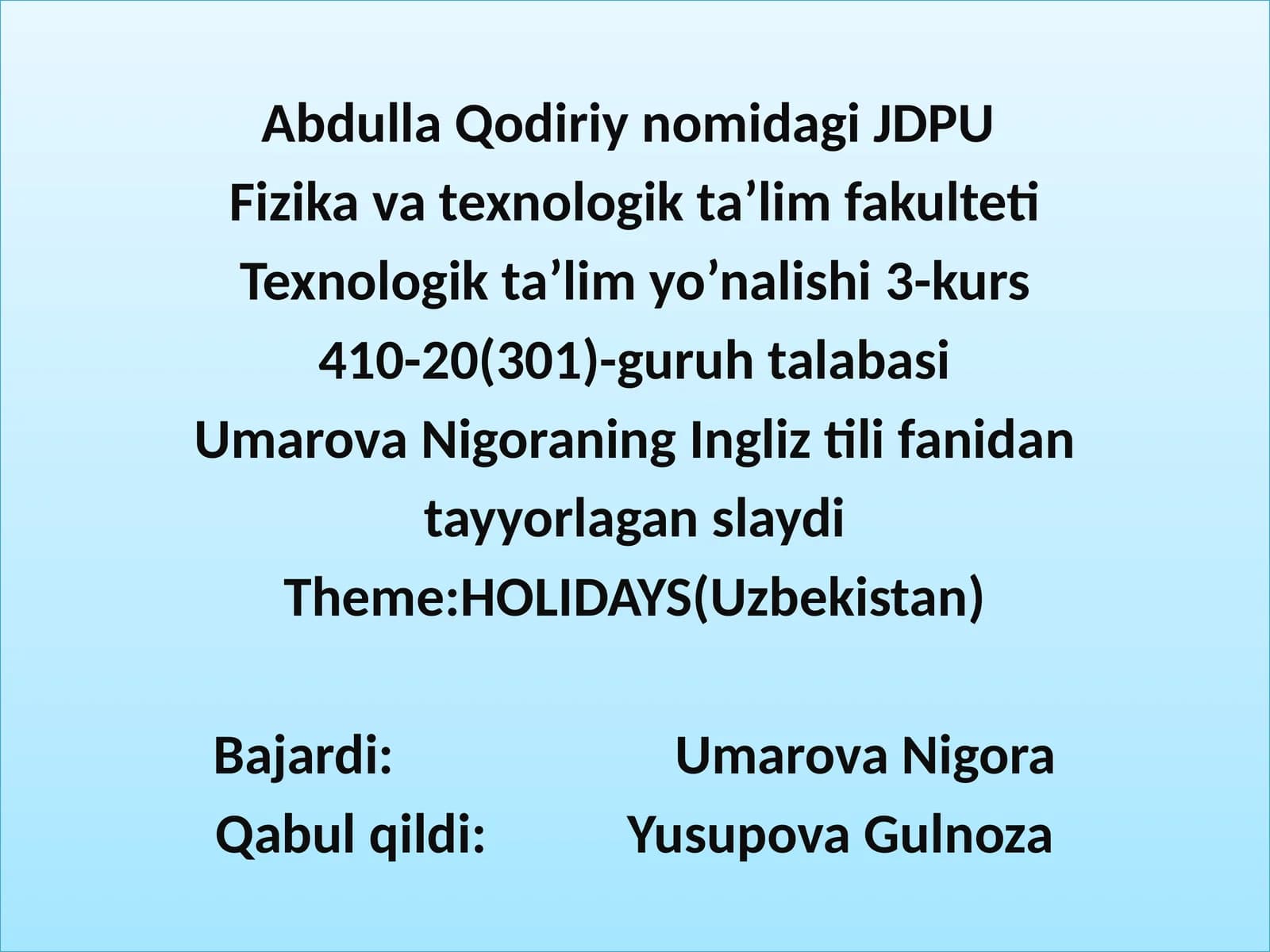 HOLIDAYS(Uzbekistan)