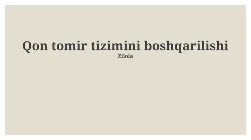 Qon tomir tizimini boshqarilishi