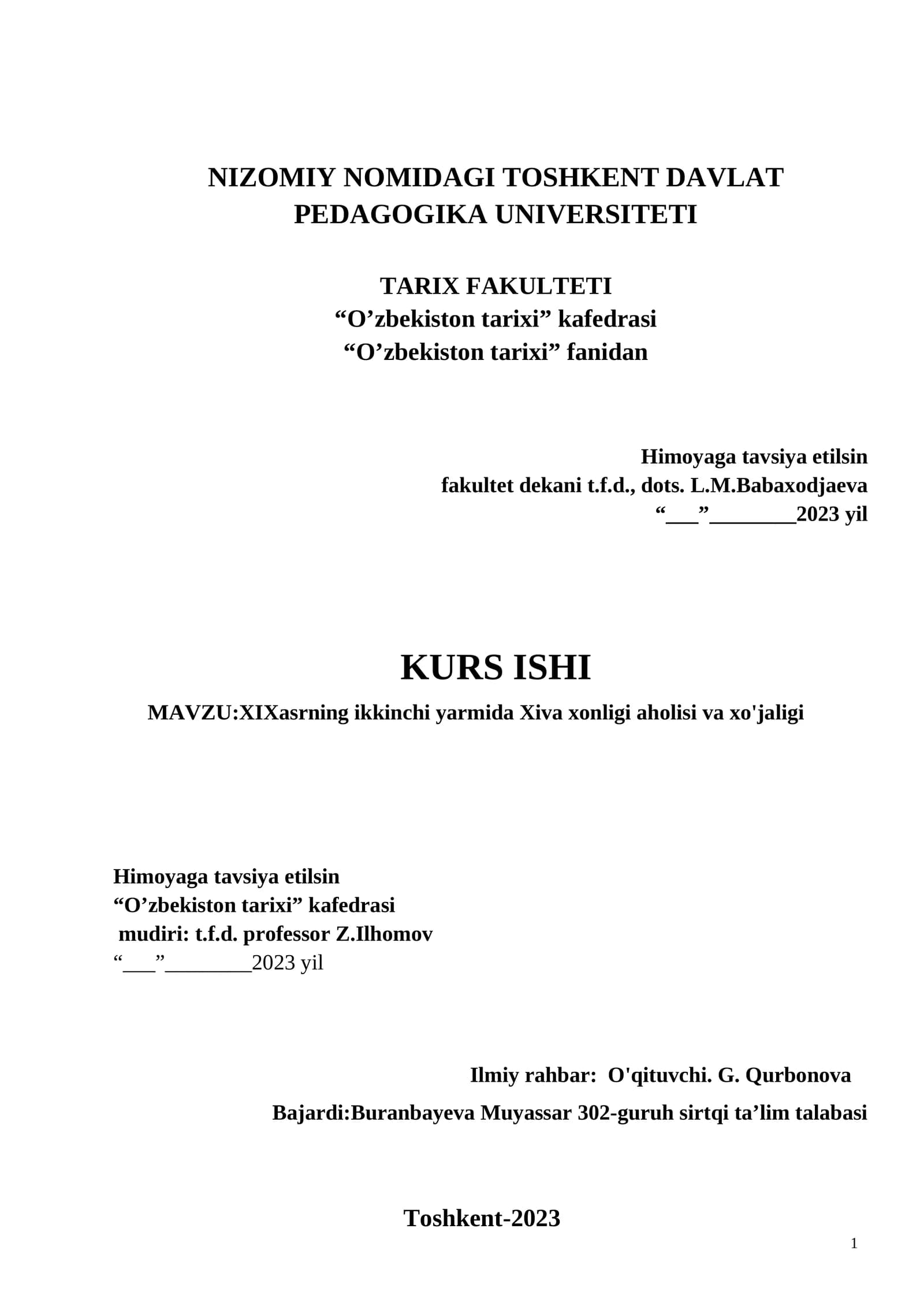 XIX asrda Xiva xonligi aholisi va xo'jaligi