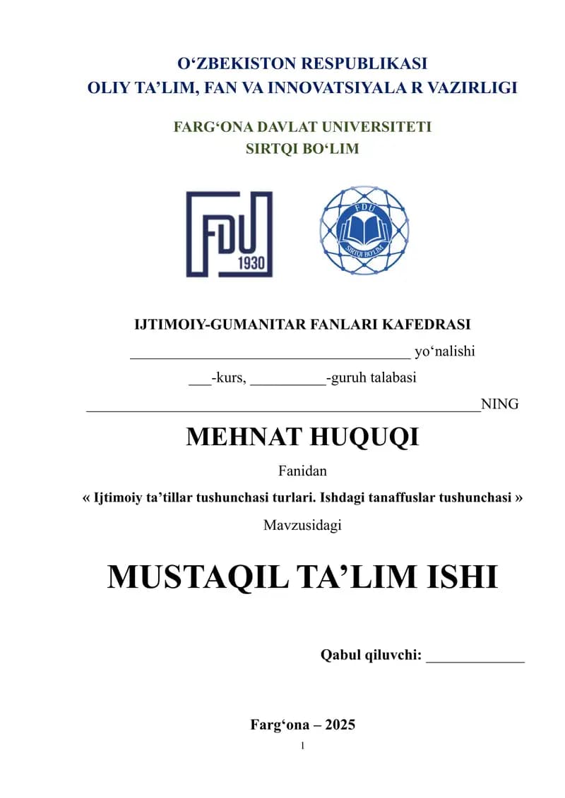 Ijtimoiy taʼtillar tushunchasi turlari. Ishdagi tanaffuslar tushunchasi
