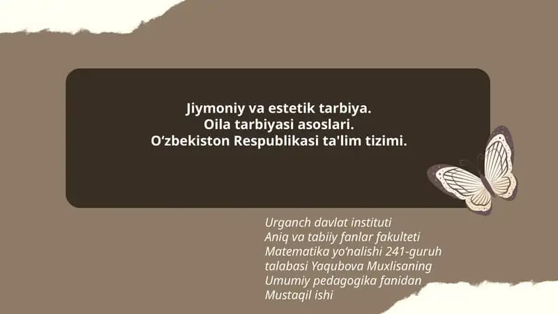 Umumiy pedagogika fanidan Mustaqil ishi