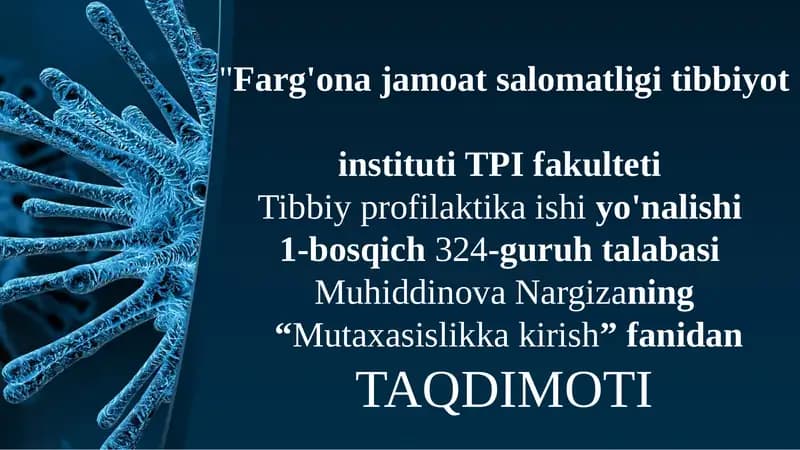 Gigiyena sohasidagi umumdavlat va me'yoriy hujjatlar bilan tanishish