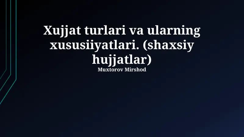 Shaxsiy hujjatlar turlari