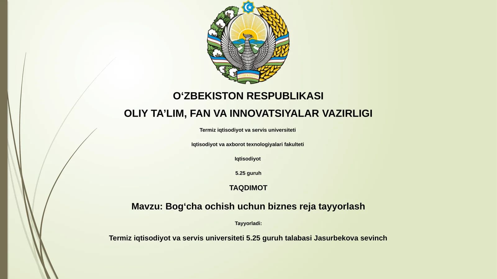 Biznes-reja tayyorlash