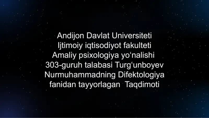 Bolalarda Anomal Rivojlanishga Olib Keluvchi Biologik va Ijtimoiy Omillar