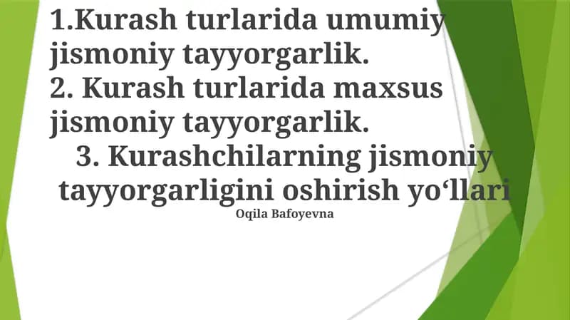 Kurash turlarida umumiy jismoniy tayyorgarlik