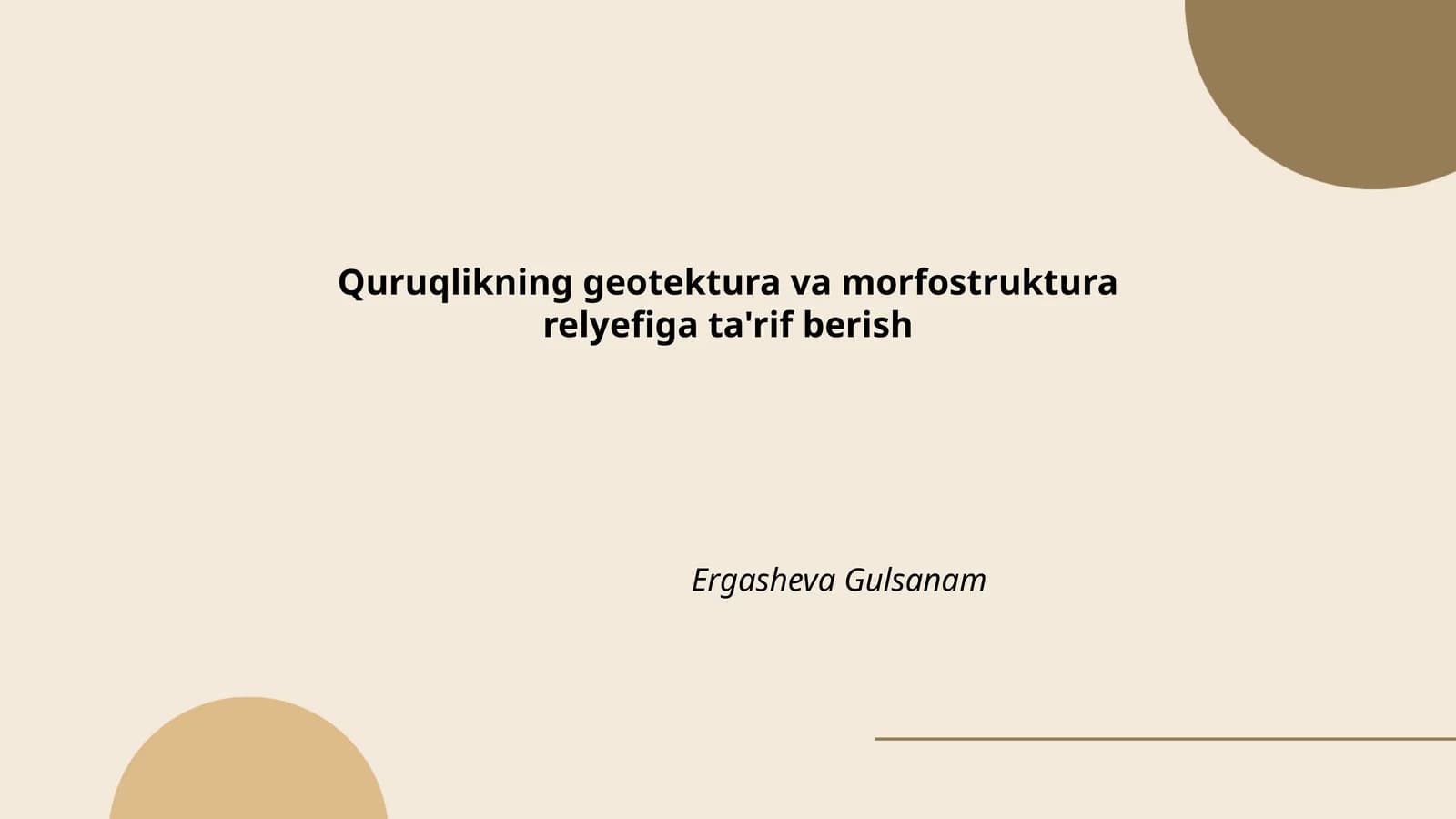 Quruqlikning geotektura va morfostruktura relyefiga ta'rif berish