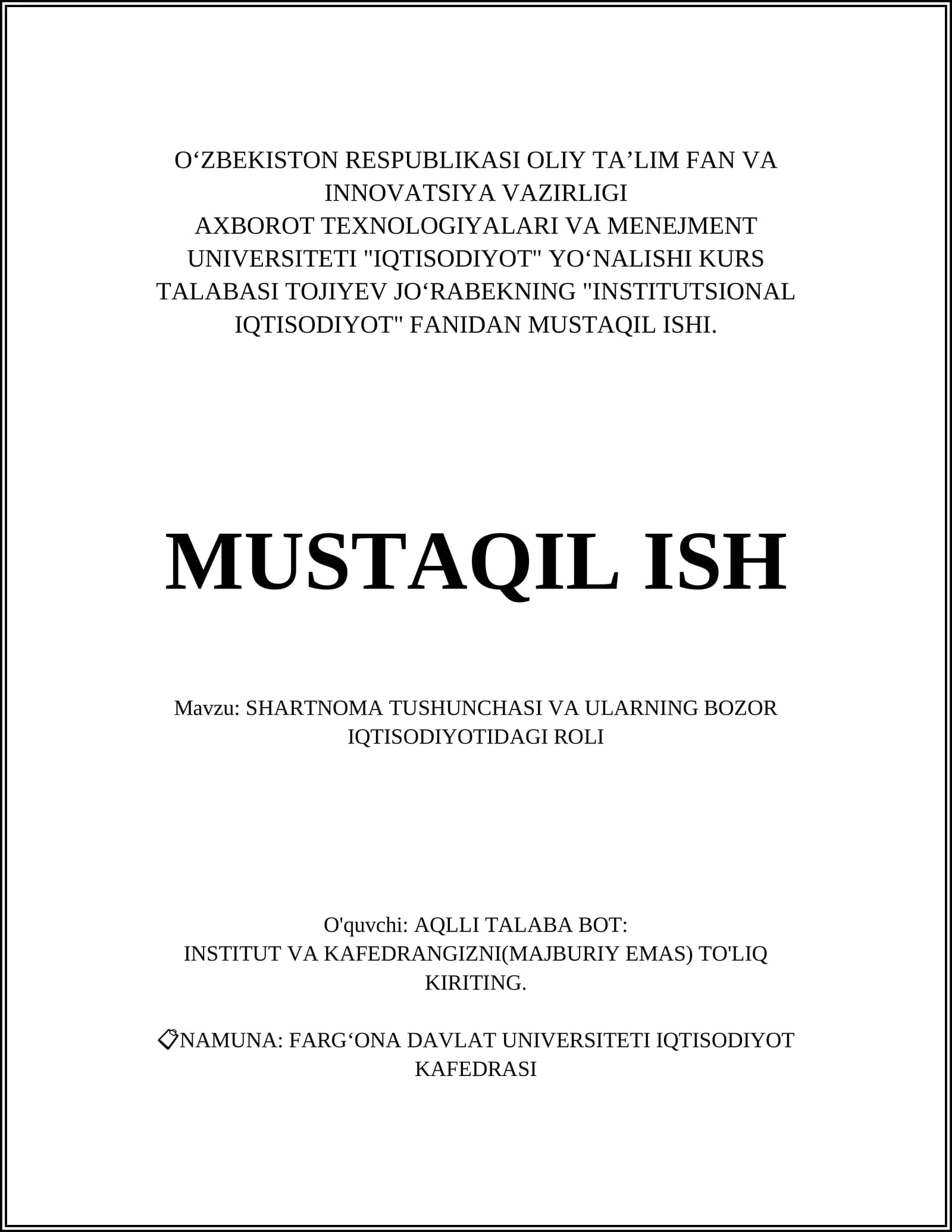 INSTITUTSIONAL IQTISODIYOT