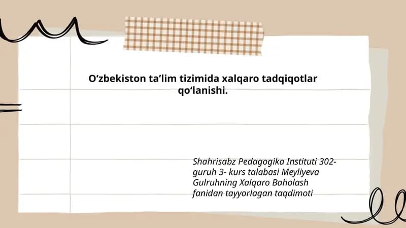 Xalqaro Baholash fanidan taqdimot