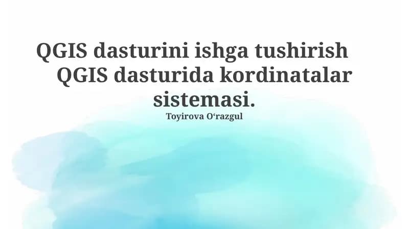 QGIS dasturini ishga tushirish