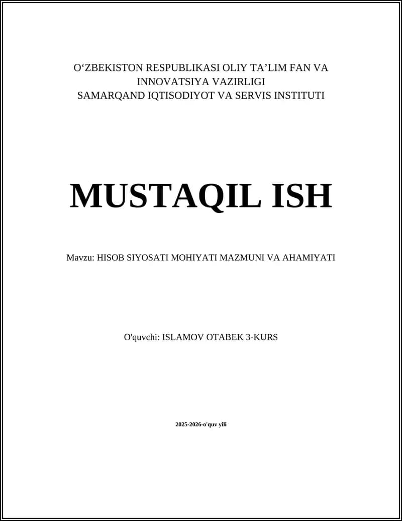 HISOB SIYOSATI