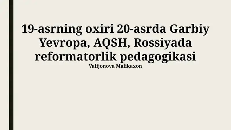 Islohchilik pedagogikasi