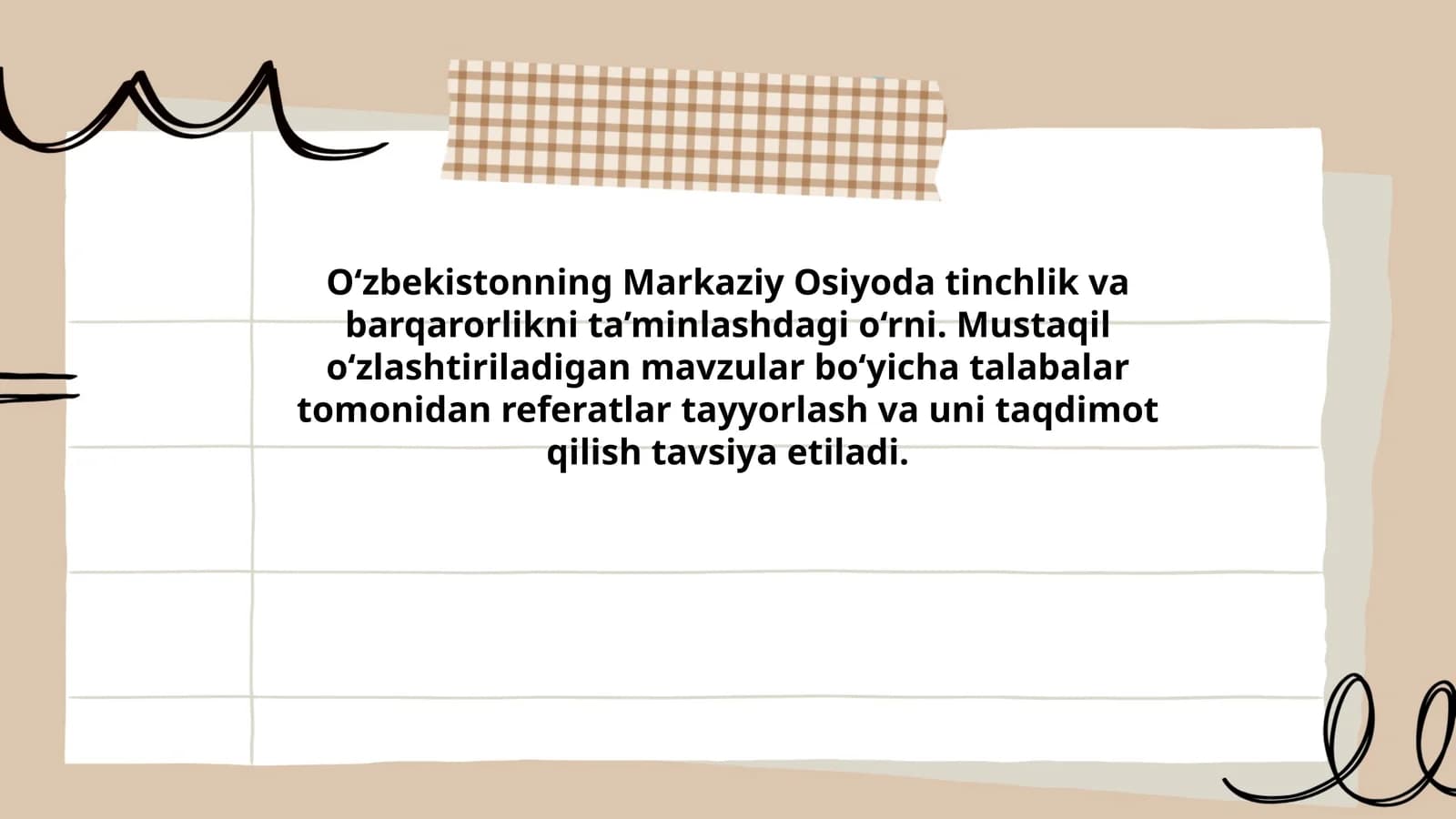 Mustaqil o‘zlashtiriladigan mavzular