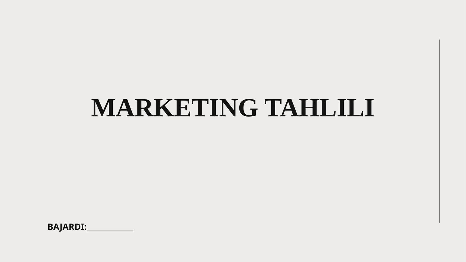 MARKETING TAHLILI