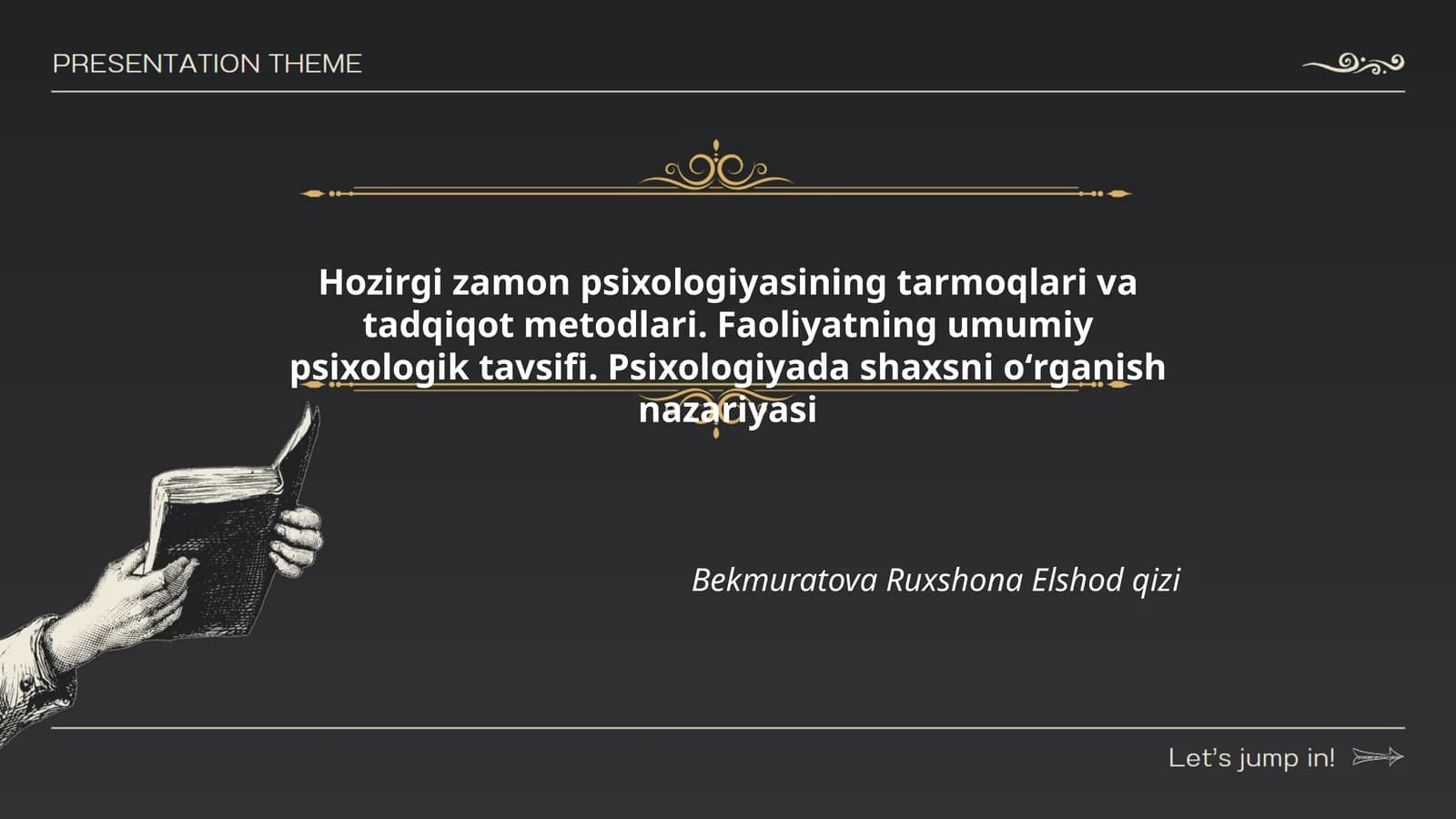 Hozirgi zamon psixologiyasining tarmoqlari va tadqiqot metodlari
