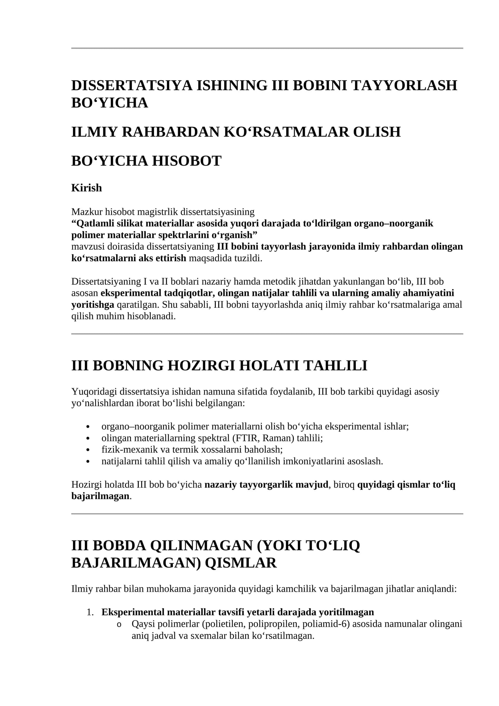 III Bobini Tayyorlash Ilmiy Rahbardan