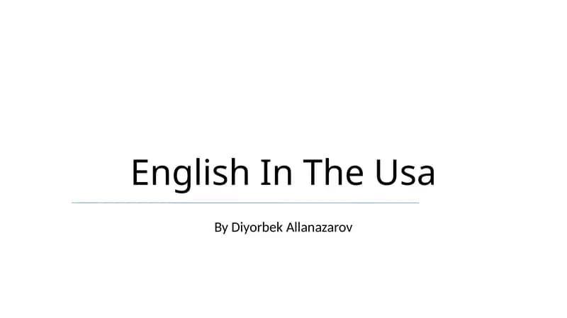 English In The Usa