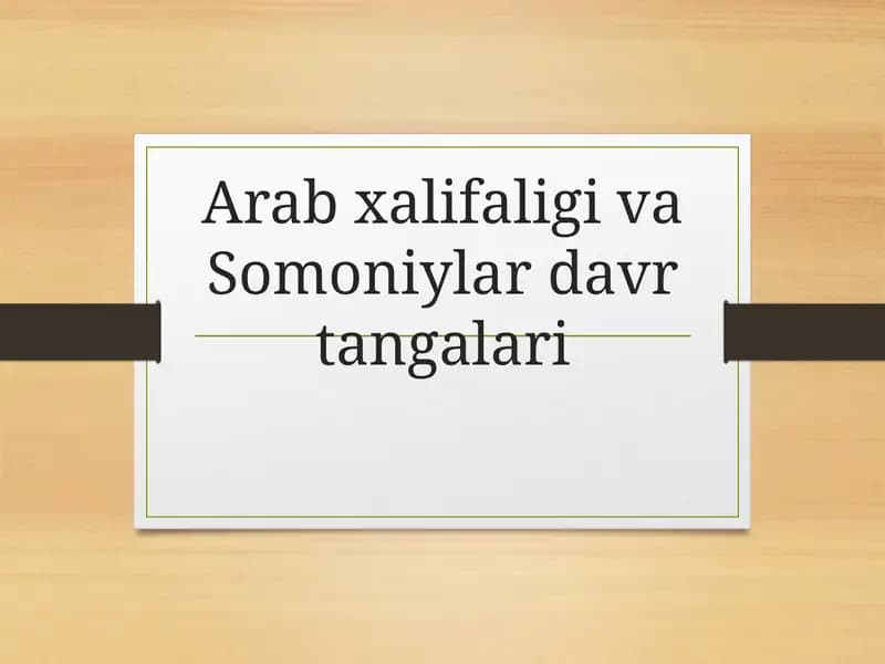 Arab xalifaligi va Somoniylar tangalari