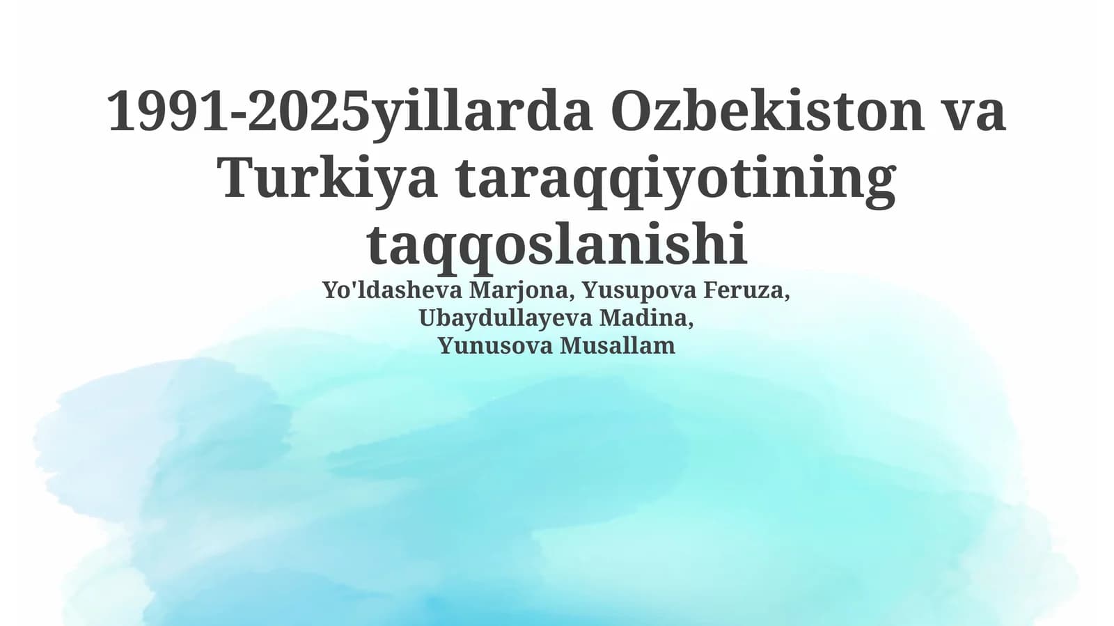 Ozbekiston va Turkiya taraqqiyotining taqqoslanishi