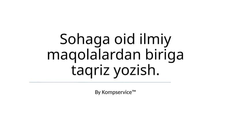 Sohaga oid ilmiy maqolalar