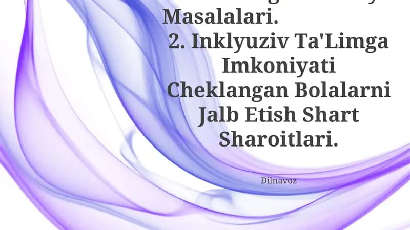 Inklyuziv Ta'limning Umumiy Masalalari