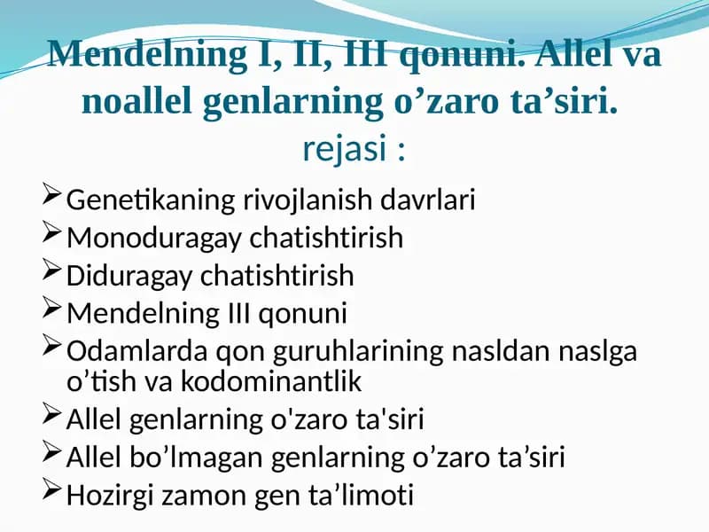 Mendelning I, II, III Qonuni