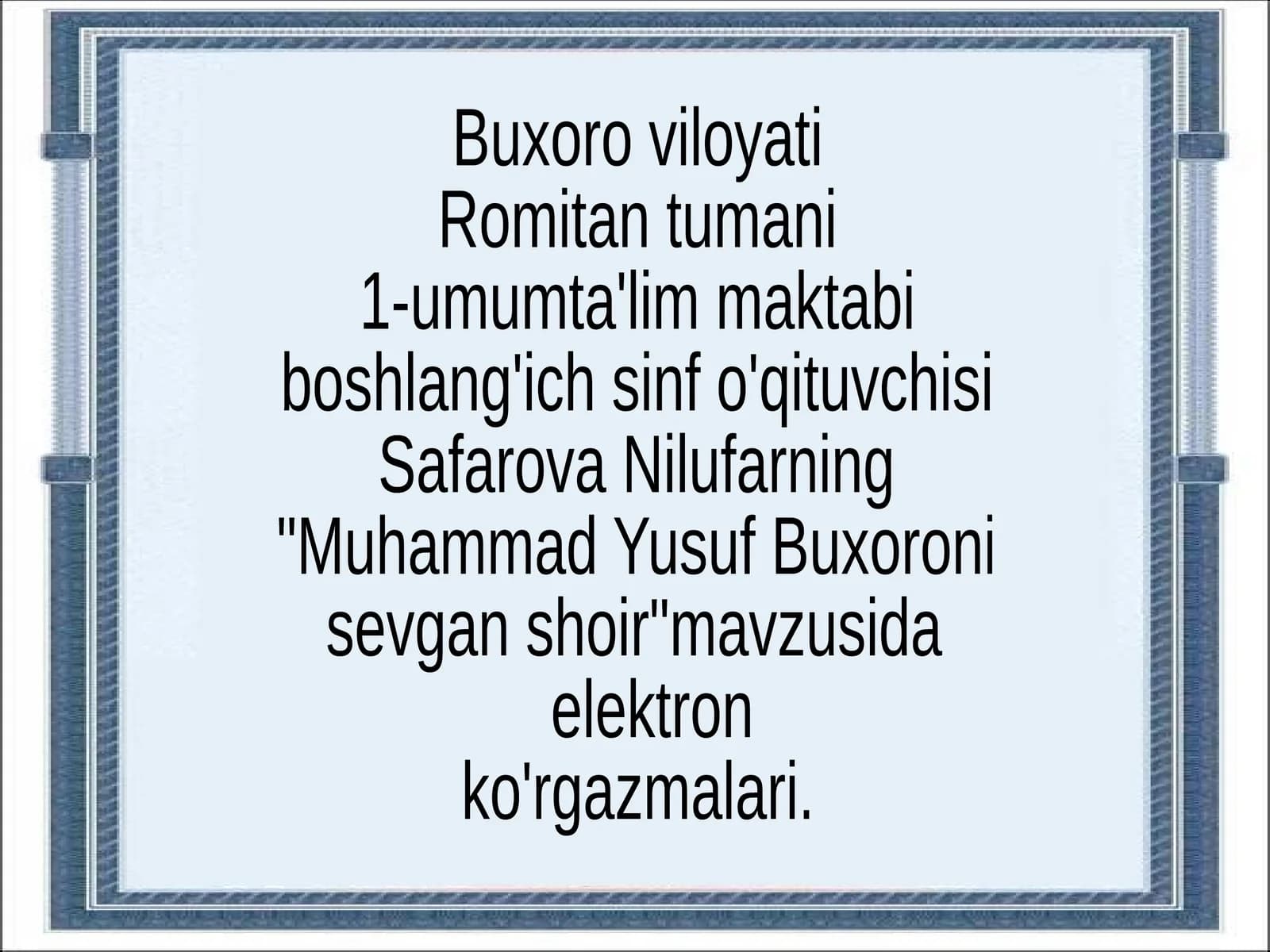 Muhammad Yusuf Buxoroni sevgan shoir