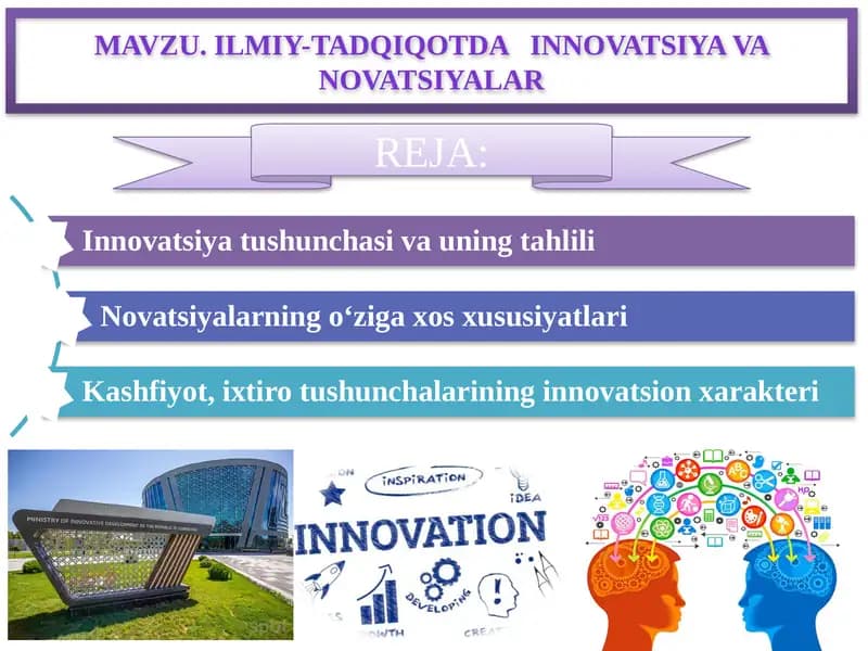 ILMIY-TADQIQOTDA INNOVATSIYA VANOVATSIYALAR