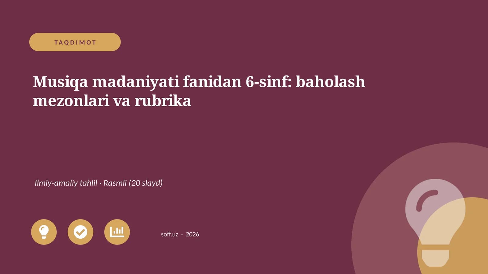 Musiqa madaniyati fanidan 6-sinf: baholash mezonlari va rubrika